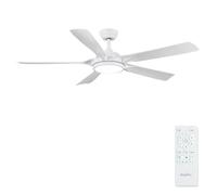 Newday 142 cm Large White Ceiling Fan with Light and Remote Control, Dimmable Ceiling Light, Silent DC Motor, 5 Blades, 6 Speed, 3 Timer for Bedroom, Living Room, Terrace, Kitchen