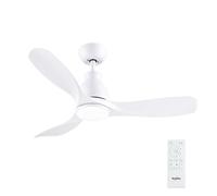 Newday 42 inch White Ceiling Fan with Light and Remote Control, Quiet Fan Light Ceiling with 3 Blades, Stepless Dimmer, Sleep Mode, Memory Function, Reversible for Bedroom Living Room Kitchen Terrace