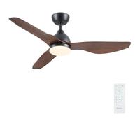Newday 46” Black Wooden Ceiling Fan with Light and Remote, Stepless Dimmable LED, Quiet Reversible DC Motor, Sleep Mode, 3 Timer for Bedroom Living Room Basement Kitchen Terrace