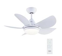Newday Ceiling Fan with Lights, 30'' Small Modern Ceiling Fan with 5 Reversible Blades, Remote Controls, Adjustable Color Temperature, for Indoor/Outdoor, Matte White