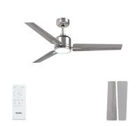 Newday Silver and Wooden Ceiling fan, 42” Quiet Remote Control Ceiling Fan with Light Dimmable, Reversible DC Motor, 6 Speeds, 3 Timer, Memory Function for Bedroom Living Room Basement Kitchen Terrace