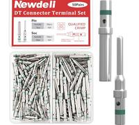 Newdeli 50 Pairs Deutsch Pin Connector Kit Size 16 Solid Contacts DT Series Connector, Common Contacts Automotive Terminals, Ni Plating Pin and Socket Contacts, 14-20AWG Wire Size