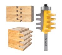 Newdeli Finger Joint Router Bit 1/4 Inch Shank Bearing Reversible Finger Joint Router Bits Carbide Joinery Wood Milling Cutter Glue Joint Tool Set for DIY Door Table Cabinet Shelve Furniture