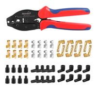 Newdeli Ratchet Spark Plug Wire Crimper Set, 25Pcs Spark Plug Crimping Tool and 180 Degree/90 Degree/Straight Spark Plug Coil Terminals Boots Set for Crimping and Stripping Spark Plug Ignition Wire