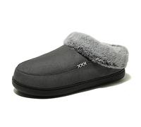 NewDenBer Women's Warm Memory Foam Slippers Soft Fluffy Faux Fur Lining Slip on Indoor Outdoor House Shoes (6-7 UK, Dark Grey)