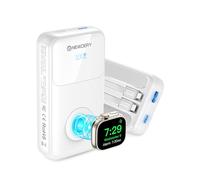 NEWDERY 20000mAh Portable Power Bank for Apple Watch Charger Built-in Cables, PD 20W Fast Charging USB C Charger Station Travel Battery Pack for iPhone 16/15/14/13/12 Series/iWatch Ultra/9/8/7/6/5