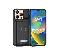 NEWDERY Battery Case for iPhone 14 & 14 Pro 10000mAh Qi Wireless Charging Case,Sync-Data Supported, Extended Rechargeable Charger Battery Pack for iPhone 13/13 Pro iPhone 14/14 Pro(6.1") Black