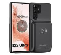 NEWDERY Battery Case for Samsung Galaxy S22 Ultra, 10000mAh Charging Case Rechargeable Extended Charger, Portable Power Bank Battery Pack for Samsung Galaxy S22 Ultra, Black