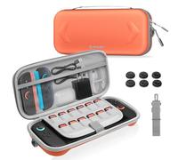 NEWDERY Carrying Case for Nintendo Switch 2, Portable Large Capacity Hard Shell with Adjustable Shoulder Strap for Switch 2 Travel Case with 12 Game Card Slots 6 Thumb Grip Caps - Orange