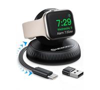 NEWDERY Charger Stand for Apple Watch, Portable Magnetic Wireless Charging Dock, Travel iWatch Charger Station with Retractable USB C Cable for iWatch Series 10/9/8/7/6/5/4/3/2/SE/SE 2/Ultra/Ultra 2