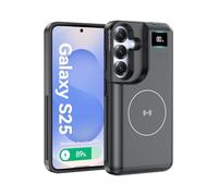 NEWDERY for Samsung Galaxy S25 Battery Case 6.2", 8000mAh Portable Power Bank with LED Display, Qi Wireless Charger & 20W USB C Fast Charging, Sync-Data Supported Black