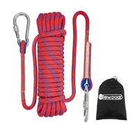 NewDoar 12KN Static Climbing Rope 10mm(3/8in) Accessory Cord Equipment 33FT(10M), 66FT(20M) 98FT(30M) Escape Rope Ice Climbing Equipment Fire Rescue Rope-Red/30M