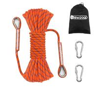 NewDoar 14KN Static Climbing Rope 8mm(5/16in) Accessory Cord Equipment 33FT(10M) 66FT(20M) 98FT(30M) 165FT(50M) Escape Rope with 2 Carabiners for Ice Climbing Equipment Fire Rescue Rope-Orange/20M