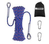 NewDoar 14KN Static Climbing Rope 8mm(5/16in) Accessory Cord Equipment 33FT(10M) 66FT(20M) 98FT(30M) 165FT(50M) Escape Rope with 2 Carabiners for Ice Climbing Equipment Fire Rescue Rope-Blue/50M