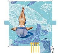 NewDoar 200x210cm Beach Blanket Sandproof Extra Large Beach Mat with 2 Pockets Picnic Blanket Waterproof Lightweight Picnic Mat for Camping Hiking Beach Travel, with 4 Stakes, 4 Corner Pockets