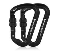 NewDoar 30KN CE Certified Climbing Carabiner Professional Heavy Duty D Screwgate Clip Locking Carabiner Clips for Rock Climbing,Rappelling,Rescue,Mountaineering,Rappelling(Black/2pcs)