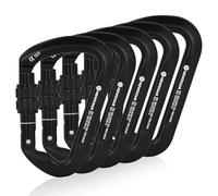 NewDoar 30KN CE Certified Climbing Carabiner Professional Heavy Duty D Screwgate Clip Locking Carabiner Clips for Rock Climbing,Rappelling,Rescue,Mountaineering,Rappelling(Black/5pcs)