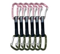 NewDoar Aluminum 6-Pack Quickdraws Straight/Bent Express Set 24KN Lightweight Rock Climbing Carabiner Set with Keylock Nose for Alpine Climbing Gear Professional Sport and Trad Rock-Pink Armygreen