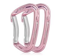 NewDoar Aluminum Quickdraws D-Bent Gate 2-Pack 24KN Lightweight Rock Climbing Carabiner with Keylock Nose for Alpine Climbing Gear Professional Sport and Trad Rock-Pink-2