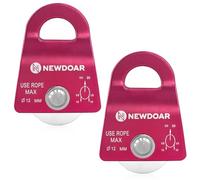 NewDoar CE Certified 20KN/4500lb Micro Mobile Single Pulley Max Rope 1/2'' for Climbing, Rescue Lifting,Hitch Tending- Red 2Pcs