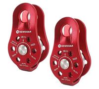 NewDoar CE Certified 28KN/6298lb Micro Pulley Fixed Side Trolley Single Rope Pulley Block for Climbing, Rescue Lifting, Hitch Tending-Red 2Pcs