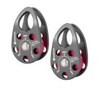 NewDoar Micro Mobile Pulley 30KN/6746lb Mobile Single Pulley Cheek Shaped for Max Rope 12mm Rope for Climbing, Rescue Lifting,Hitch Tending-Grey/2pcs