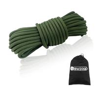 NewDoar Outdoor Rope 18KN 10mm (3/8in) High Strength Accessory Cord Rope Double Braid Multifunctional Cord for Camping, Hiking, Fishing, Hauling Loads, Hammocks,Tents(Armygreen 10mm,50ft)