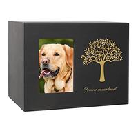 NEWDREAM: Dog Urn for Ashes, Pet Memorial Box - Wood Keepsake Urn (Red)