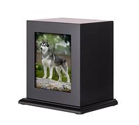 NEWDREAM: pet Cremation urns，Pet Photo Urn, pet Urns, Box for Dog Ashes, Pet Ashes Photo Box,Ash Box for Dogs, Wood Keepsake Memorial Urns(Black Large)