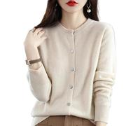 Newdvmmss Women's Cashmere Cardigan, Button up Front, Long Sleeves, Soft and Warm Knit, Elastic, Round Neck, Button up, Long Sleeves, Wool Included,Beige,M