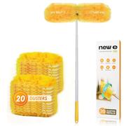 NEWE Dusters for Cleaning with 20 Refills for Swiffer, 65 inches Extendable Handle Heavy Duty Dusting Kit with 5X Microfibers, 360 Degree Multi-Surface Dust Removing Tool for Blinds Furniture