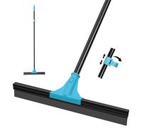 NEWE Floor Squeegee Heavy Duty with 45 cm Rubber Scraper and 148 cm Telescopic Long Handle for Wet Room Garage Concrete Bathroom Tile Shower Glass Marble Deck Window (Blue)