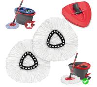 NEWE Mop Heads Replacements 2 Pack with Triangle Base for O-Cedar EasyWring 1 Tank System, Microfiber Spin Mops Replace Refills for Deep Cleaning All Floors (White)