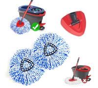 NEWE Mop Heads Replacements 2 Pack with Triangle Base for Vileda RinseClean 2 Tank System, Microfiber Spin Mops Replace Refills for Deep Cleaning All Floors