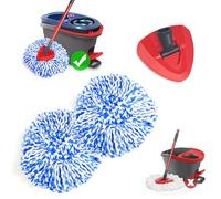 NEWE Mop Heads Replacements 2 Pack with Triangle Base for Vileda RinseClean 2 Tank System, Microfiber Spin Mops Replace Refills for Deep Cleaning All Floors