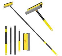NEWE Window Cleaning Equipment with Telescopic Pole 138 cm, Car Windshield Washer Kit with Sponge, Extendable Shower Glass Cleaner Tool for Home Cleaning Mirror Auto Truck (Short Handle Included)