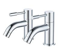 NewEast Pair of Basin Taps,Twin Modern Round 1/2" Hot and Cold Bathroom Sink Taps,Chrome Brass 2pcs