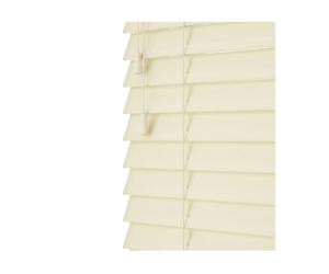 NewEdgeBlinds Creme Smooth Finish Faux Wood Venetian Blinds with Strings (130cm drop) - 160cm