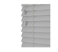 NewEdgeBlinds Dove Grey Smooth Finish Faux Wood Venetian Blinds with Strings (130cm drop) - 140cm