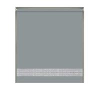 NewEdgeBlinds Light Grey Straight Diamante Edge Border Roller Blind - 120cm