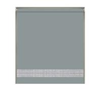 Straight Diamante Edge Border Blackout Roller Blind 165cm Drop x 90cm Light Grey