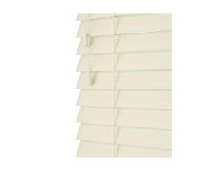 NewEdgeBlinds Misty White Smooth Finish Faux Wood Venetian Blinds with Strings (130cm drop) - 70cm