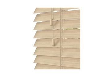 NewEdgeBlinds Natural Oak Faux Wood Venetian Blinds with String (130cm Drop) - 70cm
