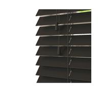 NewEdgeBlinds Onyx Smooth Finish Faux Wood Venetian Blinds with Strings (130cm drop) - 150cm