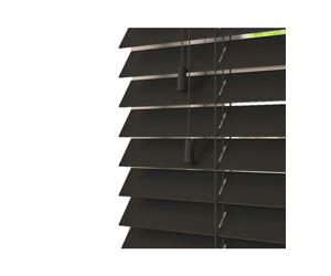 NewEdgeBlinds Onyx Smooth Finish Faux Wood Venetian Blinds with Strings (130cm drop) - 150cm