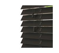 NewEdgeBlinds Onyx Smooth Finish Faux Wood Venetian Blinds with Strings (130cm drop) - 260cm