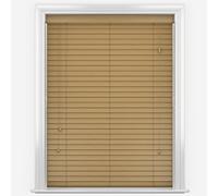 Sahara Oak 50mm Faux Wood Venetian Blinds Fine Grained With Strings 120cm Drop 240cm Wide