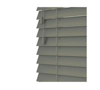 NewEdgeBlinds Smooth Grey Smooth Finish Faux Wood Venetian Blinds with Strings (130cm drop) - 140cm