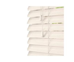 NewEdgeBlinds White Oak Faux Wood Venetian Blinds with String (130cm Drop) - 160cm