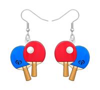 NEWEI Acrylic Baseball Football Earrings Dangle Basketball Soccer Jewelry for Women Girls Sport Lovers (Table Tennis Paddles)